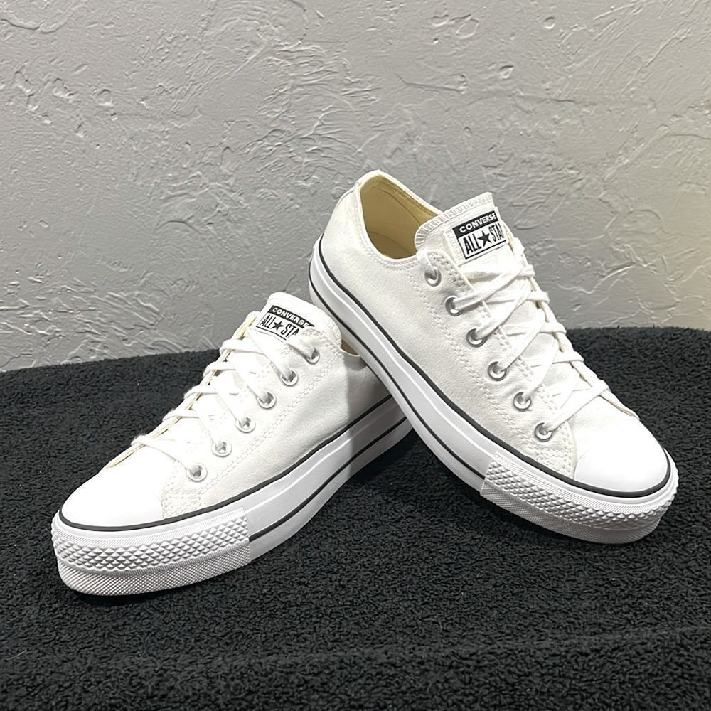 🔥🔥 Converse CT All-Star Lift OX Women's White/Black Trainers Sz 8.5 - PERFECT